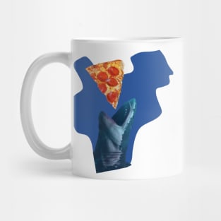 The shark eats the pizza Mug